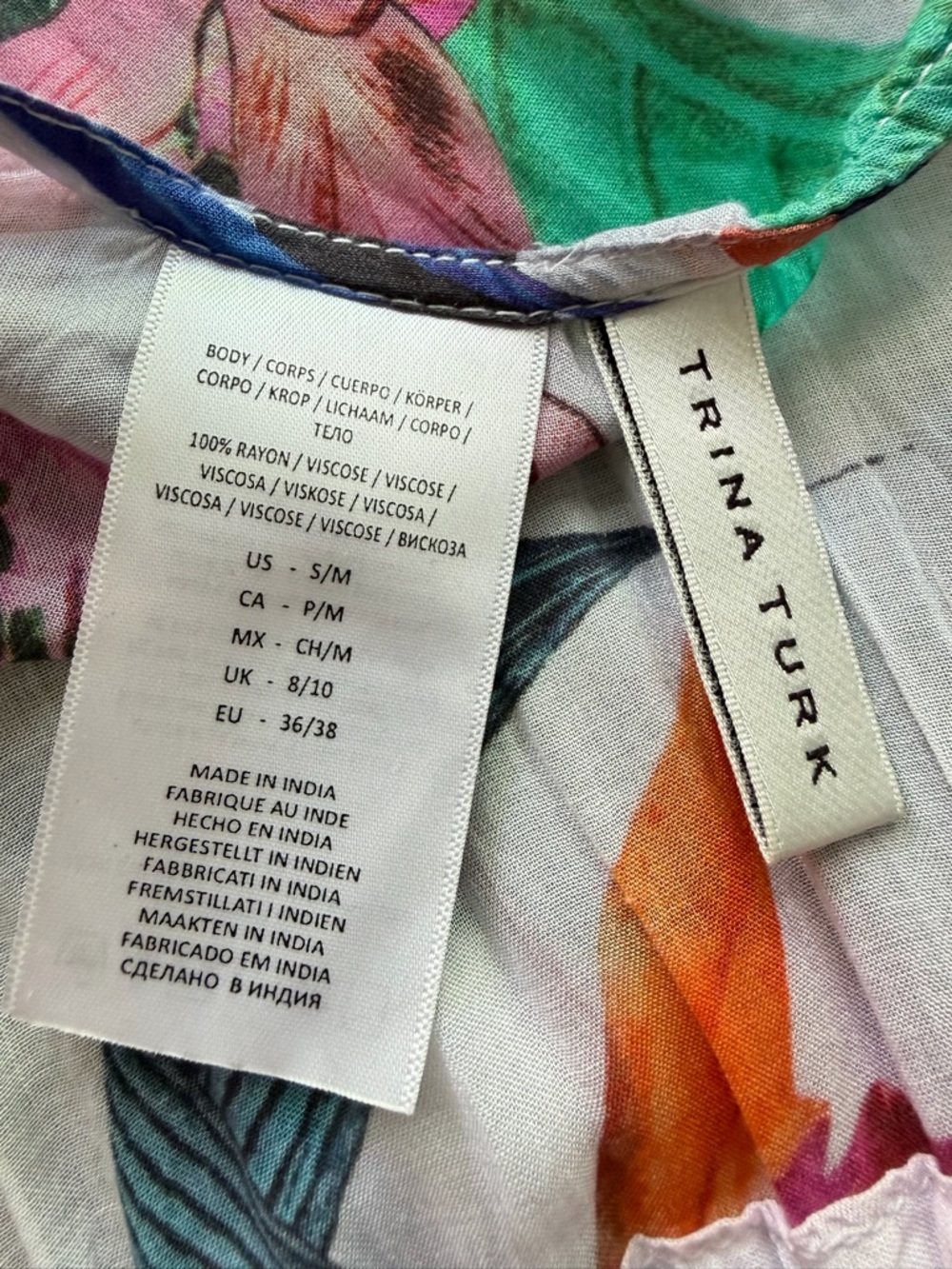 Trina Turk Treasure Cove Cover-Up Caftan Floral White Size Small/Medium - Picture 11 of 13